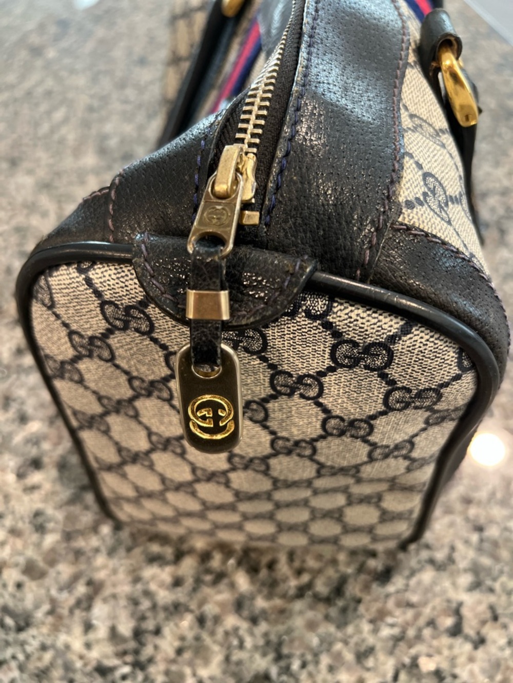 Vintage Gucci Boston/Gucci Web Boston / Sherry Line Boston in Navy - Picture 13 of 15